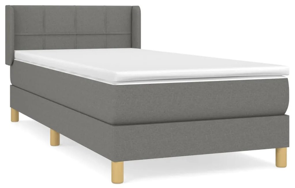 ΚΡΕΒΑΤΙ BOXSPRING ΜΕ ΣΤΡΩΜΑ ΣΚΟΥΡΟ ΓΚΡΙ 100X200 ΕΚ. ΥΦΑΣΜΑΤΙΝΟ 3130250