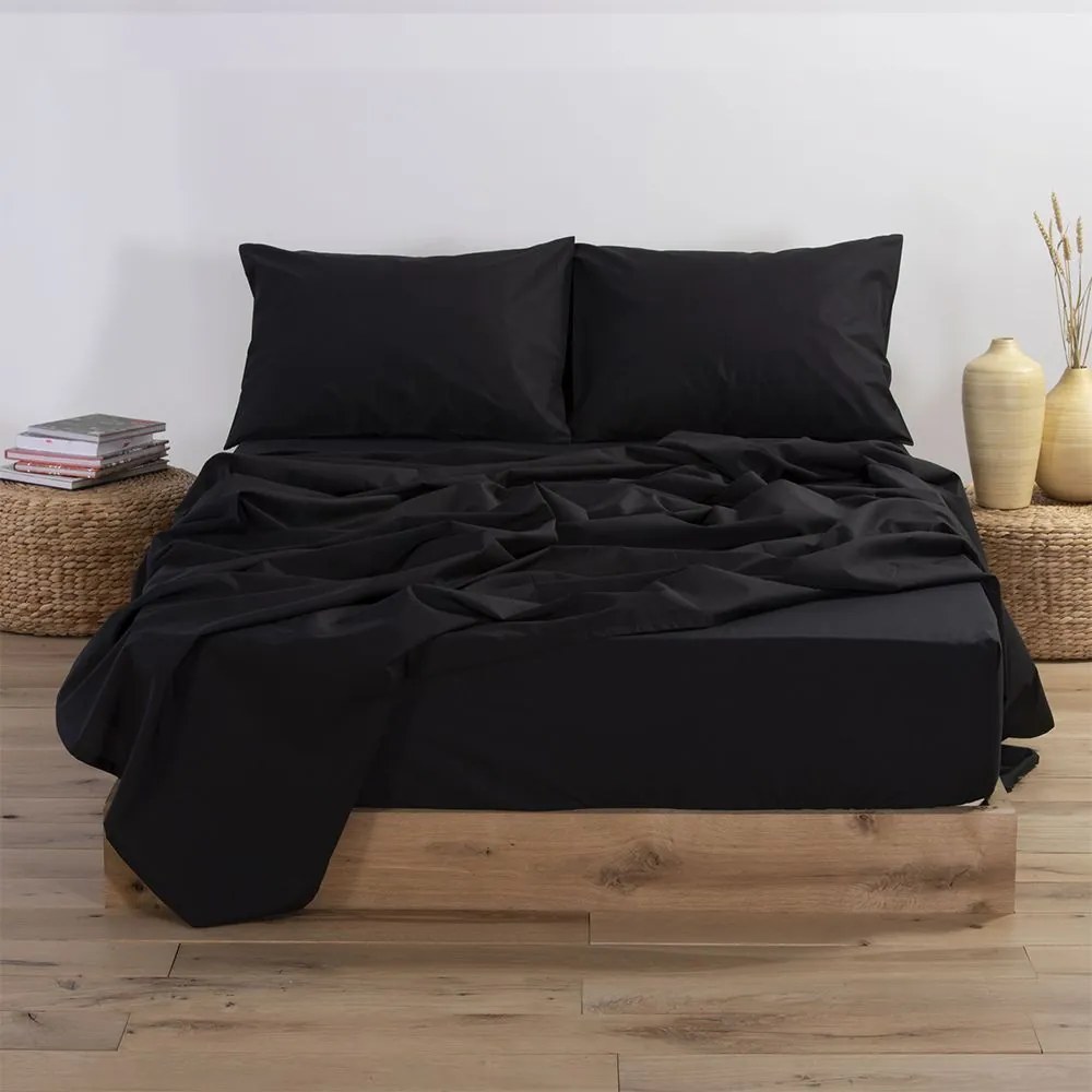 Σεντόνι Με Λάστιχο Basic Black Nef Nef Υπέρδιπλo 160x230cm Με Λάστιχο 100% Βαμβάκι