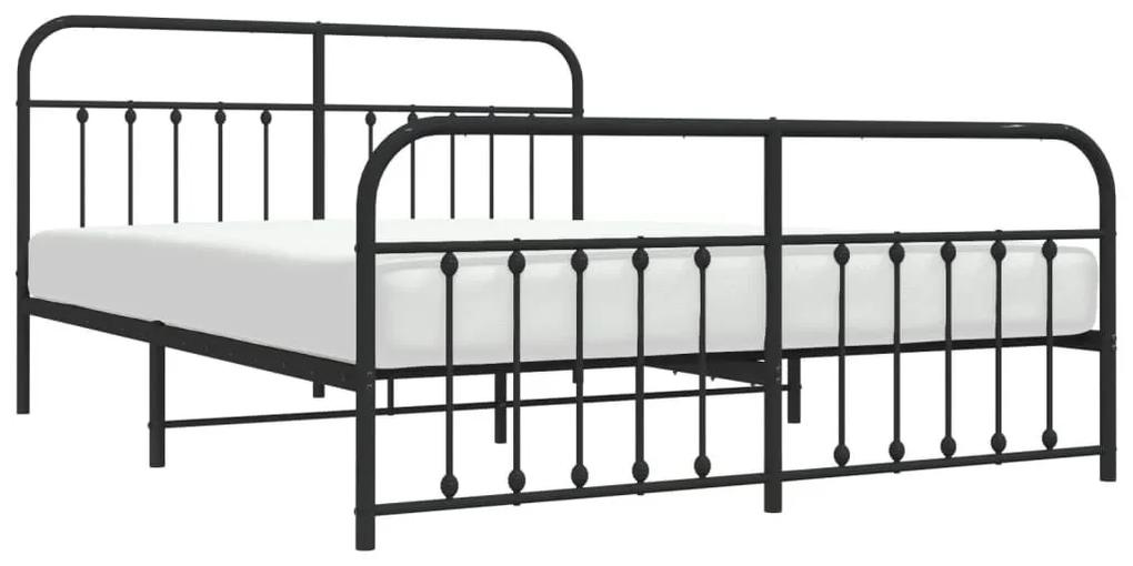 Πλαίσιο Κρεβατιού με Κεφαλάρι&amp;Ποδαρικό Μαύρο 160x200εκ. Μέταλλο - Μαύρο