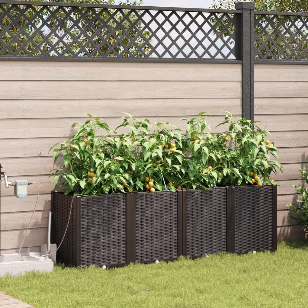 vidaXL Γλάστρες Κήπου 1 τεμ Καφέ 160 x 40 x 52 cm Πλαστικό