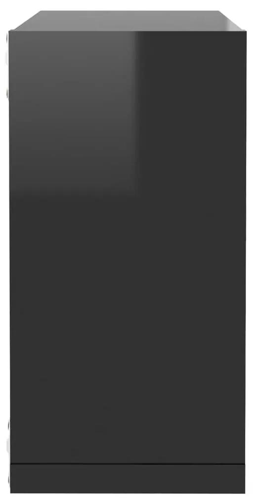 Ράφια Κύβοι Τοίχου 6 τεμ. Γυαλιστερό Μαύρο 30 x 15 x 30 εκ. - Μαύρο