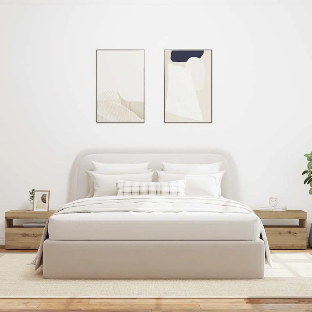 Κομοδίνο με φώτα LED Αρτισιανή Δρυς 60x35x40 εκ. από Επεξ. Ξύλο - Καφέ