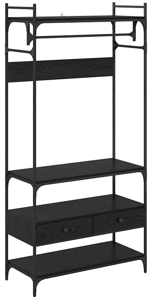 vidaXL Ντουλάπι Μαύρη δρυς 89 x 39 x 184.5 εκ. Επεξεργασμένο ξύλο