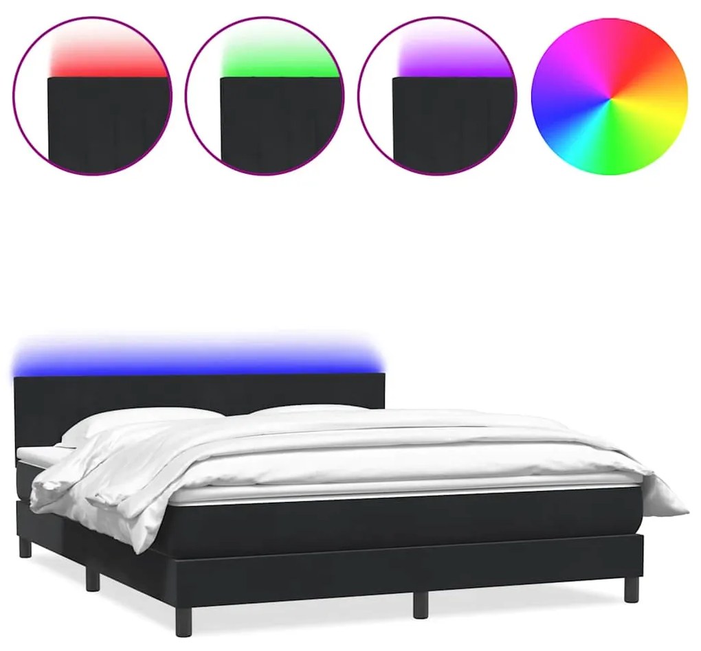 vidaXL Box Spring Κρεβάτι με στρώμα Μαύρο 180x220 cm Βελούδινο