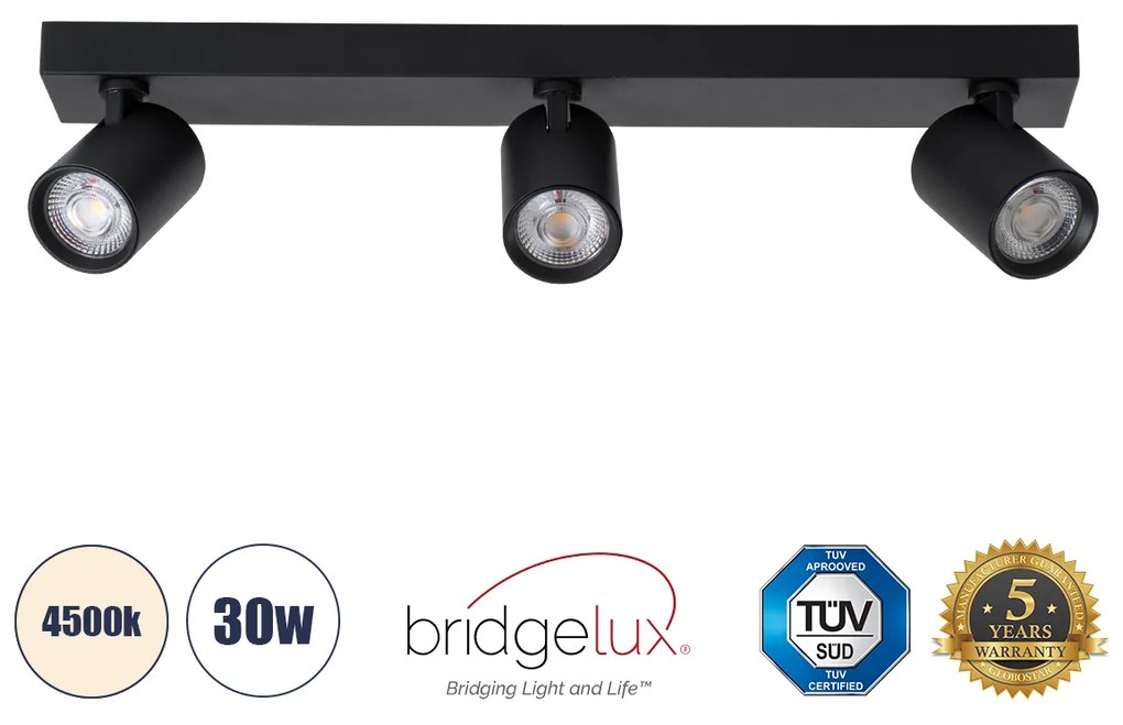 60348 GloboStar® GLOBOSTAR® LEONARDO 60348 Μοντέρνο Φωτιστικό Οροφής LED 30W 3600lm 60° AC 220-240V IP20 Φυσικό Λευκό 4500K - Bridgelux COB - Μαύρο - Μ52 x Π7 x Υ11.8cm - 5 Χρόνια Εγγύηση