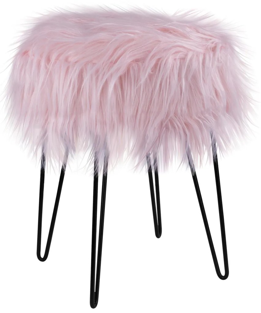 STOOL JAKOB  MADE OF PINK FUR