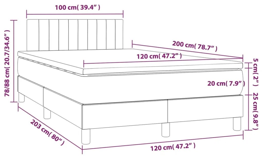 ΚΡΕΒΑΤΙ BOXSPRING ΜΕ ΣΤΡΩΜΑ &amp; LED ΣΚ. ΜΠΛΕ 120X200ΕΚ. ΒΕΛΟΥΔΙΝΟ 3134517