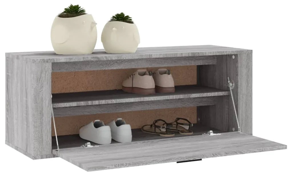 vidaXL Παπουτσοθήκη Επιτοίχια Sonoma Γκρι 100x35x38 εκ. Επεξ. Ξύλο
