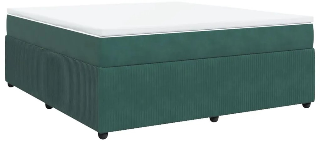 vidaXL Κρεβάτι Boxspring με Στρώμα Σκούρο Πράσινο 180x200εκ. Βελούδινο
