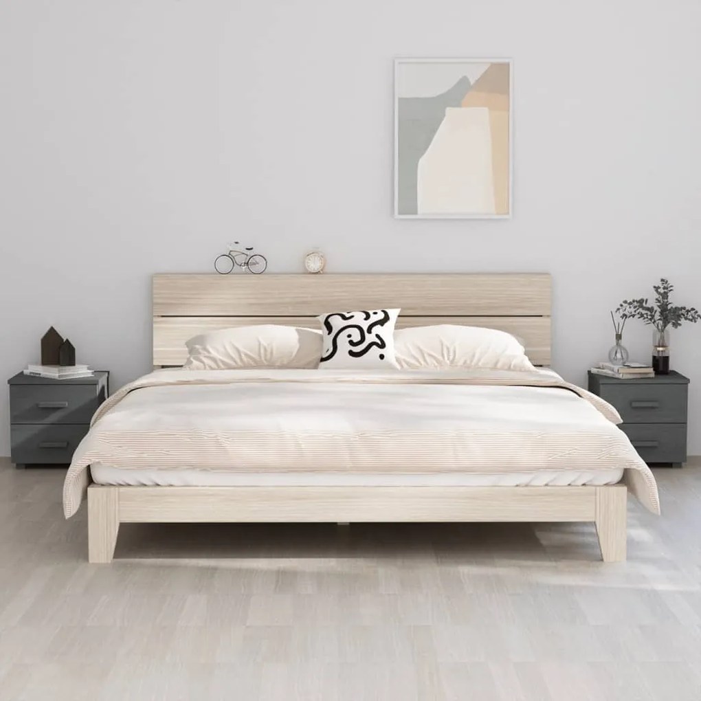 vidaXL Κομοδίνο HAMAR 2 Τεμ. Σκ. Γκρι 40x35x44,5εκ. Μασίφ Ξύλο Πεύκου