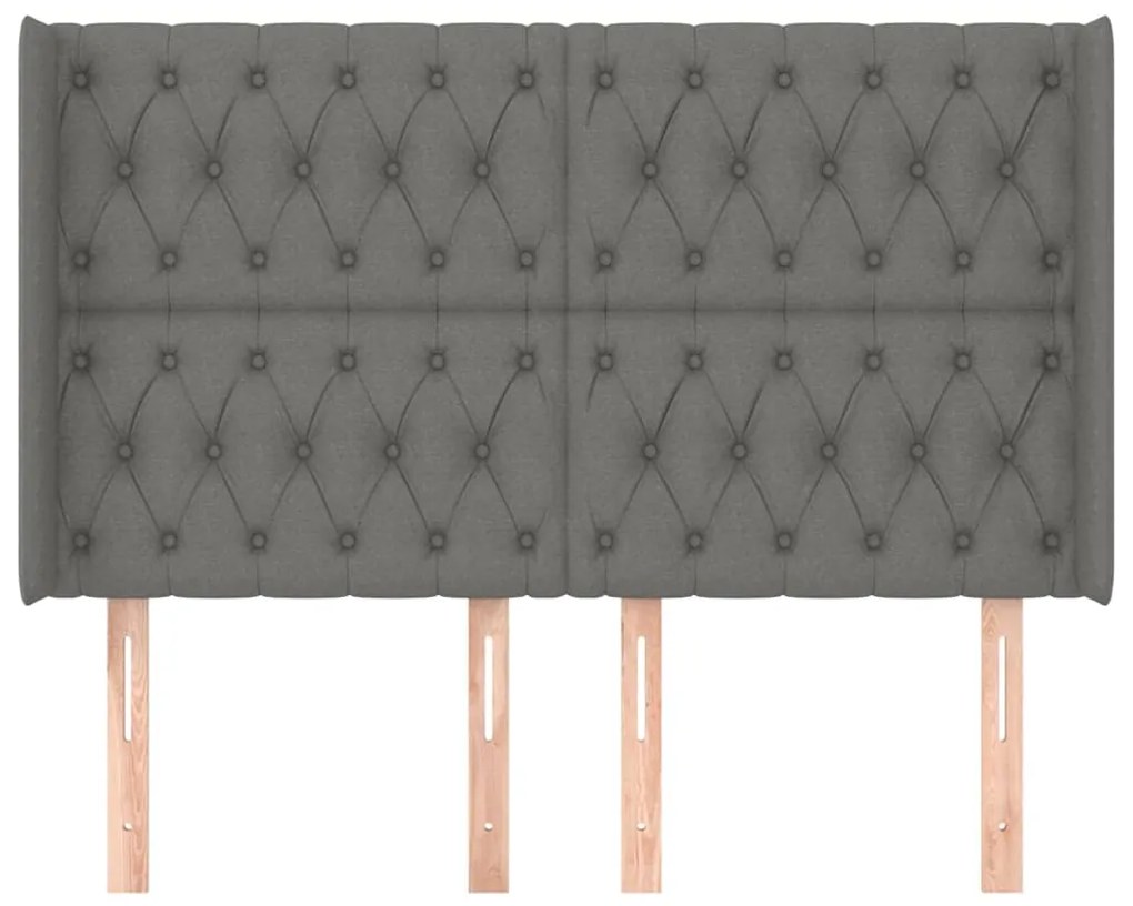Κεφαλάρι με Πτερύγια Σκούρο Γκρι 163x16x118/128 εκ. Υφασμάτινο 3119923
