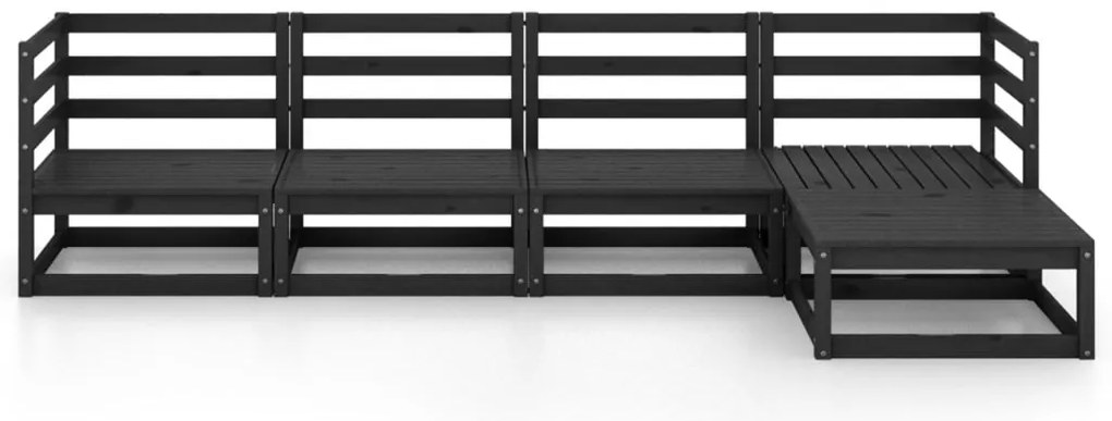 vidaXL Σαλόνι Κήπου Σετ 5 Τεμαχίων Μαύρο από Μασίφ Ξύλο Πεύκου