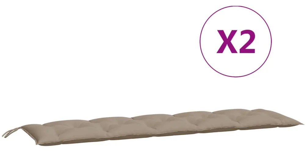 vidaXL Μαξιλάρια Πάγκου Κήπου 2 τεμ. Taupe 180x50x7cm Ύφασμα Oxford