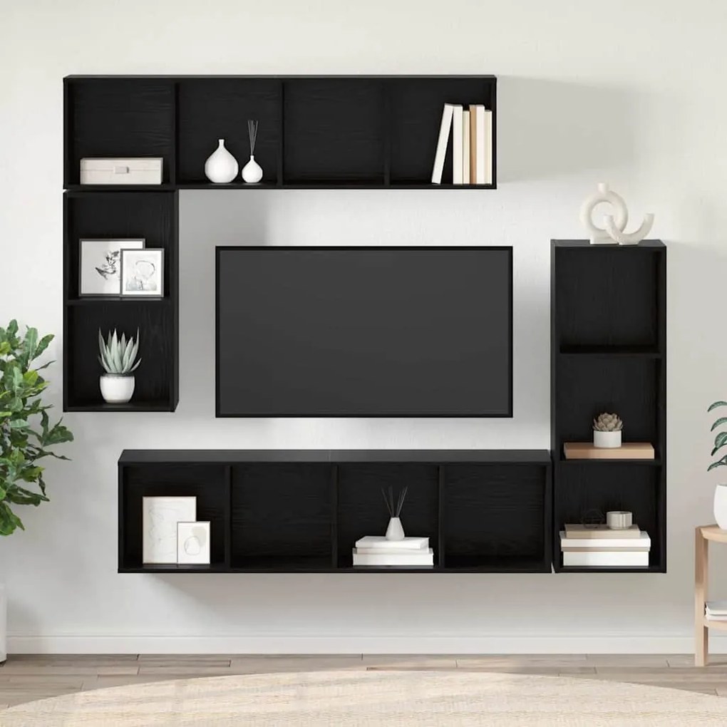 vidaXL Σετ επίπλου τηλεόρασης 4 pcs Μαύρη δρυς 37 x 37 x 142.5 εκ