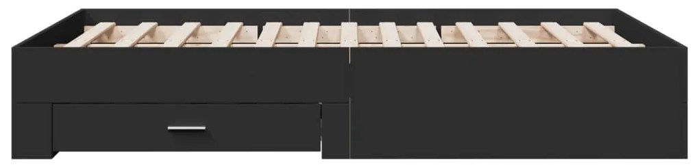 Πλαίσιο Κρεβατιού με Συρτάρια Μαύρο 120x200 εκ Επεξεργ. Ξύλο - Μαύρο