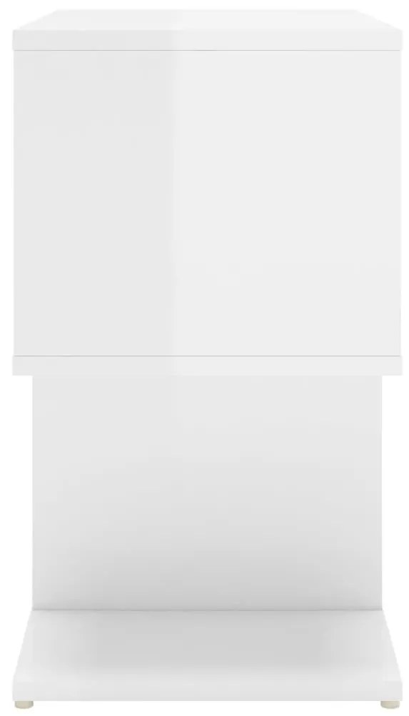 Κομοδίνο Γυαλιστερό Λευκό 50x30x51,5 εκ. από Επεξ. Ξύλο - Λευκό