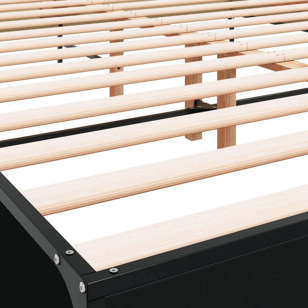 vidaXL Πλαίσιο Κρεβατιού Μαύρο 160 x 200 εκ. Επεξ. Ξύλο &amp; Μέταλλο