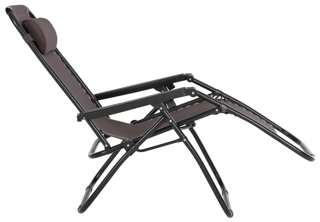 Καρέκλα - Πολυθρόνα RELAX COMPANION C5095.13 Μαύρο Μέταλλο με Καφέ Textiline 67x145x110Υεκ. 2αδα 67x145x110 εκ.