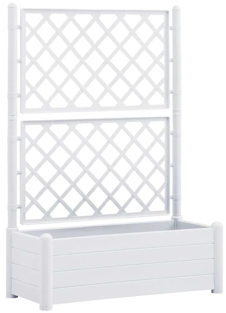 vidaXL Ζαρντινιέρα Κήπου με Καφασωτό Λευκή 100 x 43 x 142 εκ. από PP