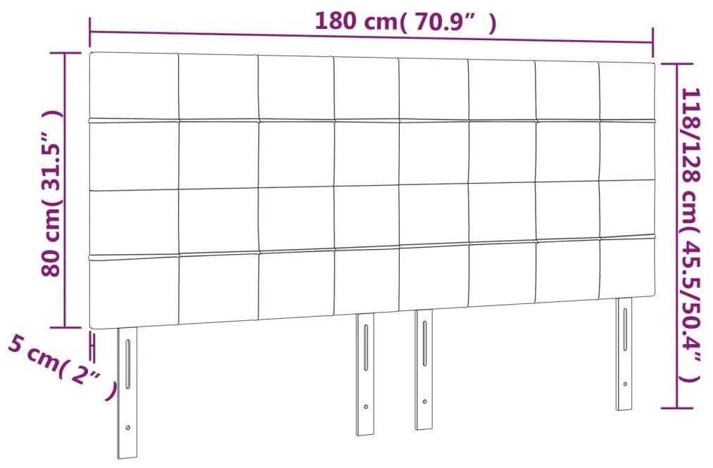 vidaXL Κεφαλάρι Κρεβατιού LED Σκούρο Γκρι 180x5x118/128εκ. Υφασμάτινο