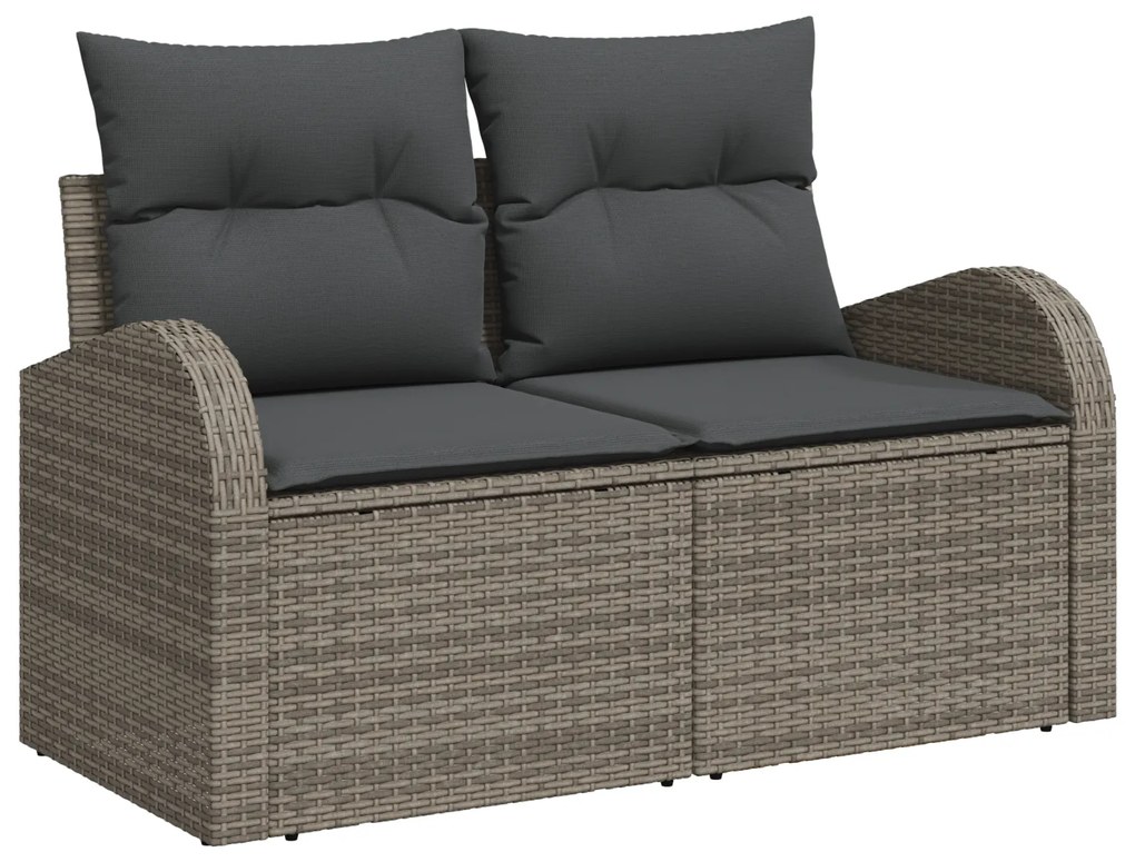 vidaXL Γκρι Σετ Σαλονιού Κήπου 6 pcs Γκρι Μέτριο Ρατάν, Ύφασμα