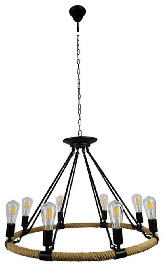 Φωτιστικό Οροφής Millbank 01423 8xE27 Φ80x60cm Black-Beige GloboStar