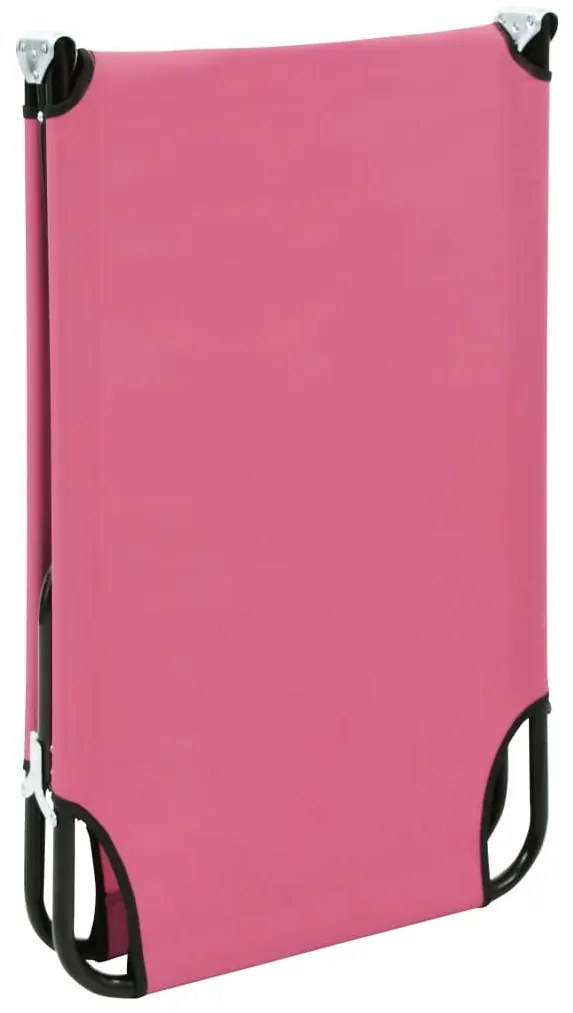 vidaXL Ξαπλώστρα Πτυσσόμενη Ροζ Ατσάλινη