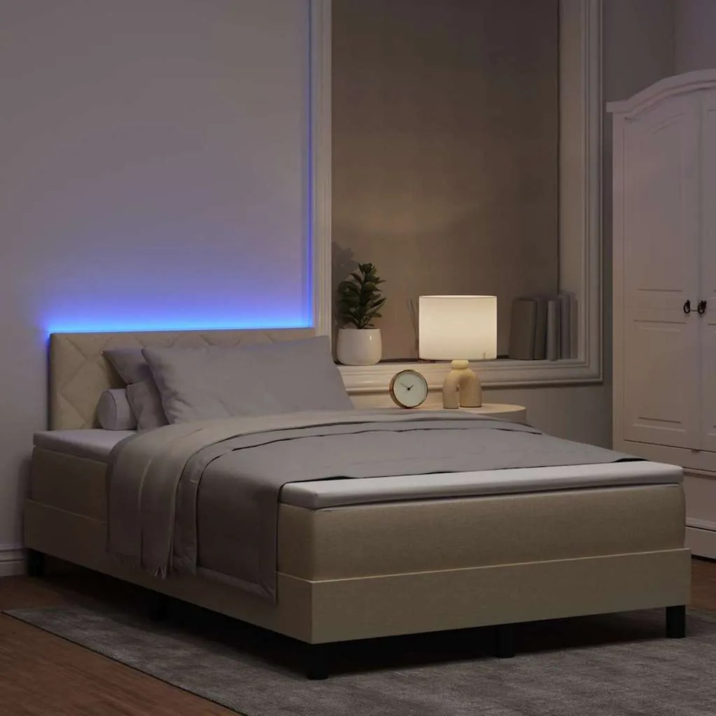 vidaXL Κρεβάτι με ελατήρια με στρώμα Κρεμ 120 x 190 cm ύφασμα