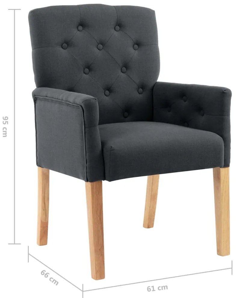 vidaXL Καρέκλες Τραπεζαρίας με Μπράτσα 2 τεμ. Γκρι Υφασμάτινες