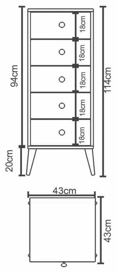 Συρταριέρα ArteLibre AMARI Δρυς Μοριοσανίδα 43x43x114cm