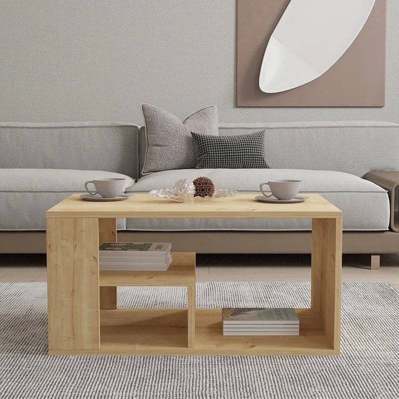 Τραπέζι σαλονιού Sobu pakoworld σε oak απόχρωση 80x50x40εκ (1 τεμάχια)