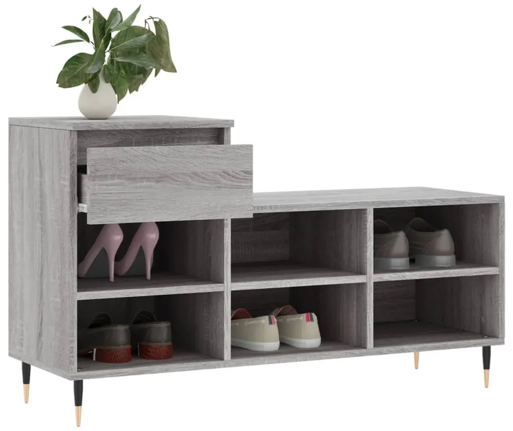 vidaXL Παπουτσοθήκη Γκρι Sonoma 102x36x60 εκ. από Επεξεργασμένο Ξύλο