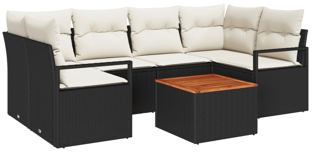 vidaXL Σετ Σαλονιού Κήπου 7 pcs Μαύρος, λευκός Σετ 5 τεμαχίων