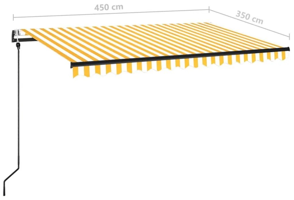 Τέντα Συρόμενη Αυτόματη Κίτρινο / Λευκό 450 x 350 εκ. - Κίτρινο