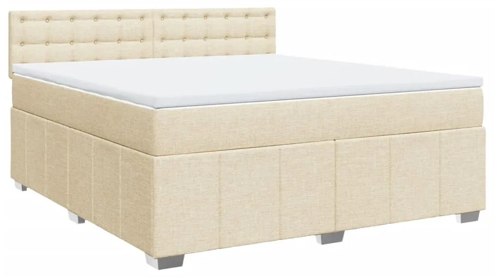 vidaXL Κρεβάτι Boxspring με Στρώμα Κρεμ 180x200 εκ. Υφασμάτινο