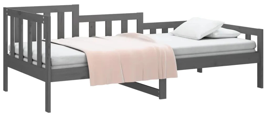 vidaXL Καναπές Κρεβάτι Γκρι 90 x 190 εκ. από Μασίφ Ξύλο Πεύκου