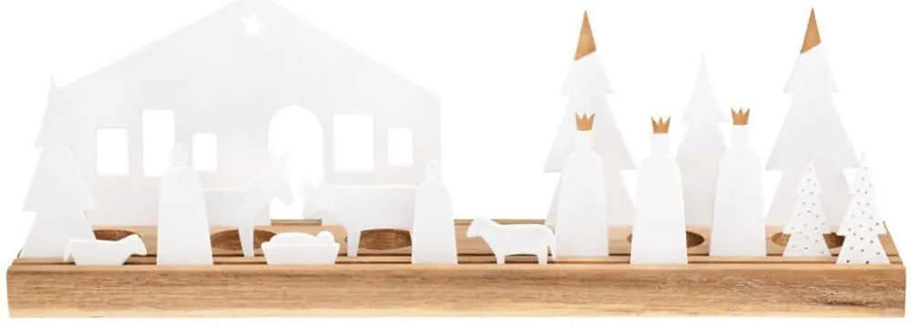 Χριστουγεννιάτικο Κηροπήγιο Ρεσώ Φάτνη RD0090041 45,5x9,5cm White-Natural Raeder