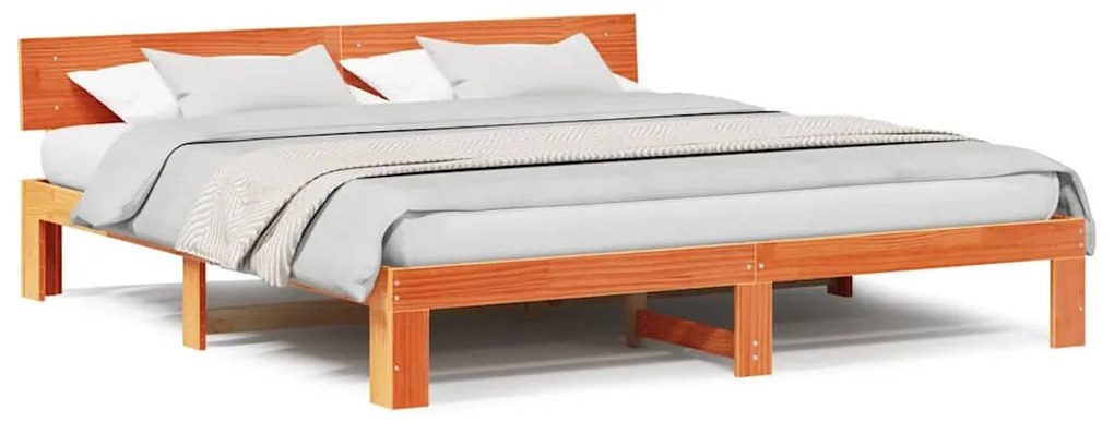 vidaXL Σκελετός Κρεβατιού Καφέ 180 x 200 cm Μασίφ ξύλο πεύκου