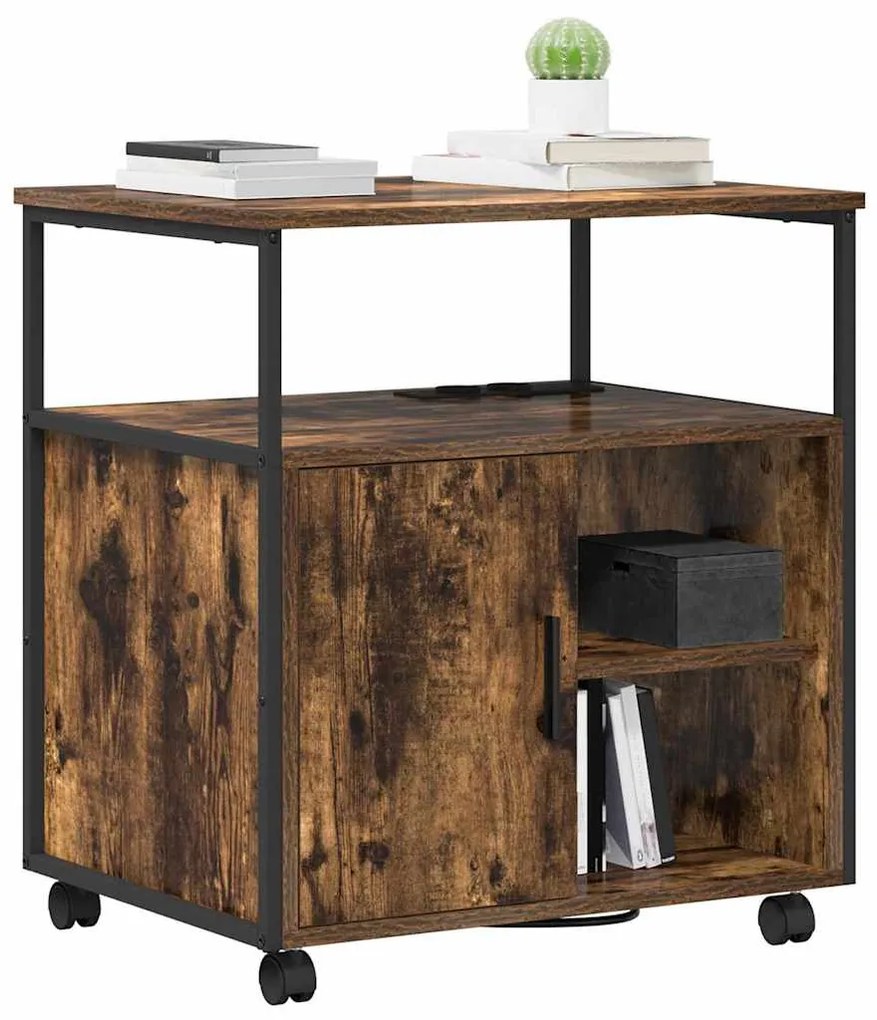 vidaXL Ντουλάπα με Σταθμό Φόρτισης Καπνιστό Δρύς 61 x 46 x 67 εκ.