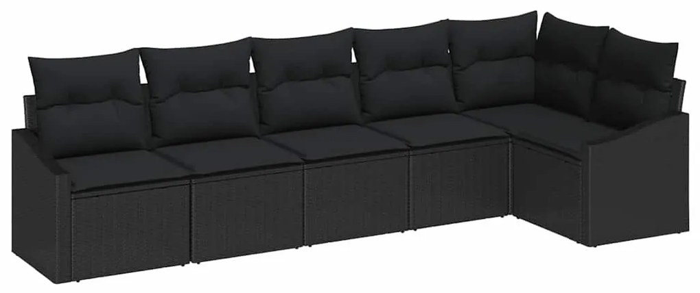 vidaXL Σετ Καναπέ Κήπου 6 pcs Μαύρο Πολυ ράταν