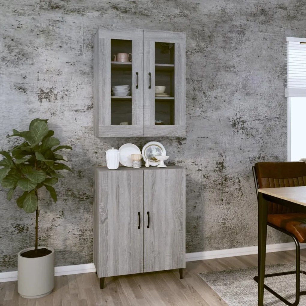 vidaXL Ντουλάπι Γκρι Sonoma 69,5 x 34 x 180 εκ. Επεξεργασμένο Ξύλο