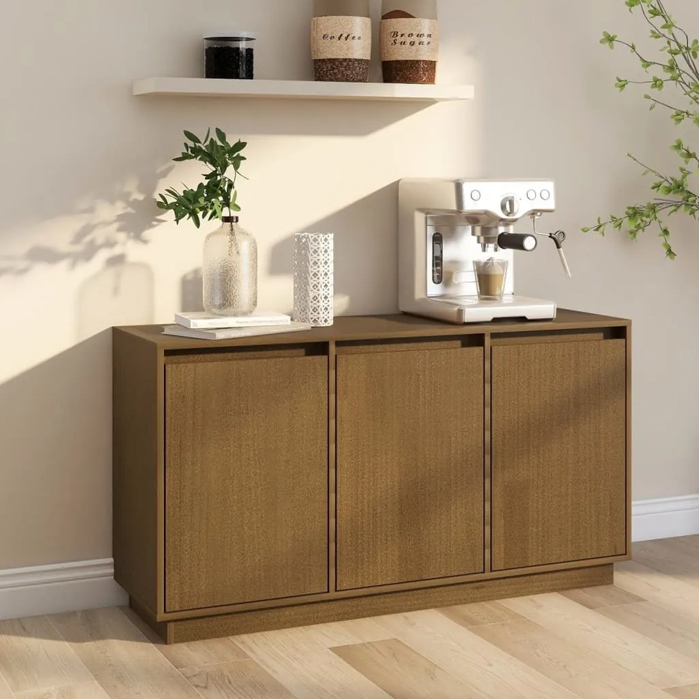 vidaXL Μπουφές με Συρτάρια Καφέ Μελί 111x34x60 εκ. Μασίφ Ξύλο Πεύκου