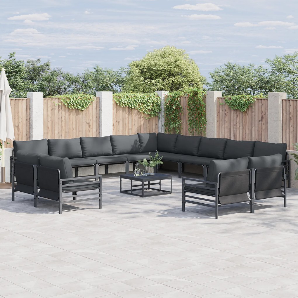 vidaXL Σετ Καναπέ Κήπου 14 pcs Ανθρακί Ατσάλι