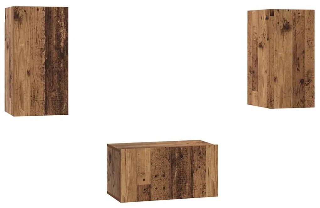 vidaXL Σετ επίπλου τηλεόρασης 3 pcs Παλαιό ξύλο 60 x 30 x 30 cm
