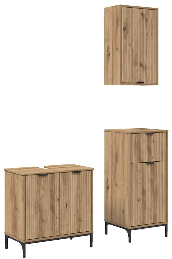 vidaXL Σετ Επίπλων Μπάνιου Καρό 3 pcs artisan δρυς 39.5 x 36 x 88 εκ