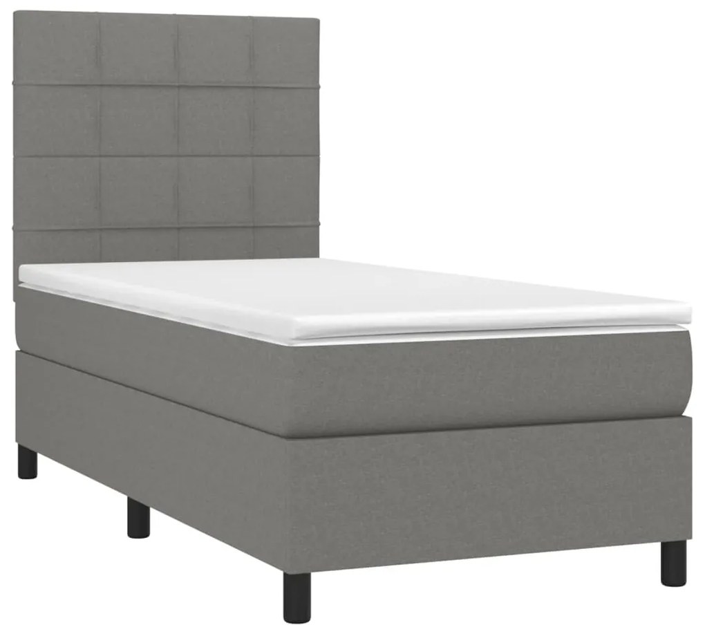 ΚΡΕΒΑΤΙ BOXSPRING ΜΕ ΣΤΡΩΜΑ ΣΚΟΥΡΟ ΓΚΡΙ 100X200 ΕΚ. ΥΦΑΣΜΑΤΙΝΟ 3141754