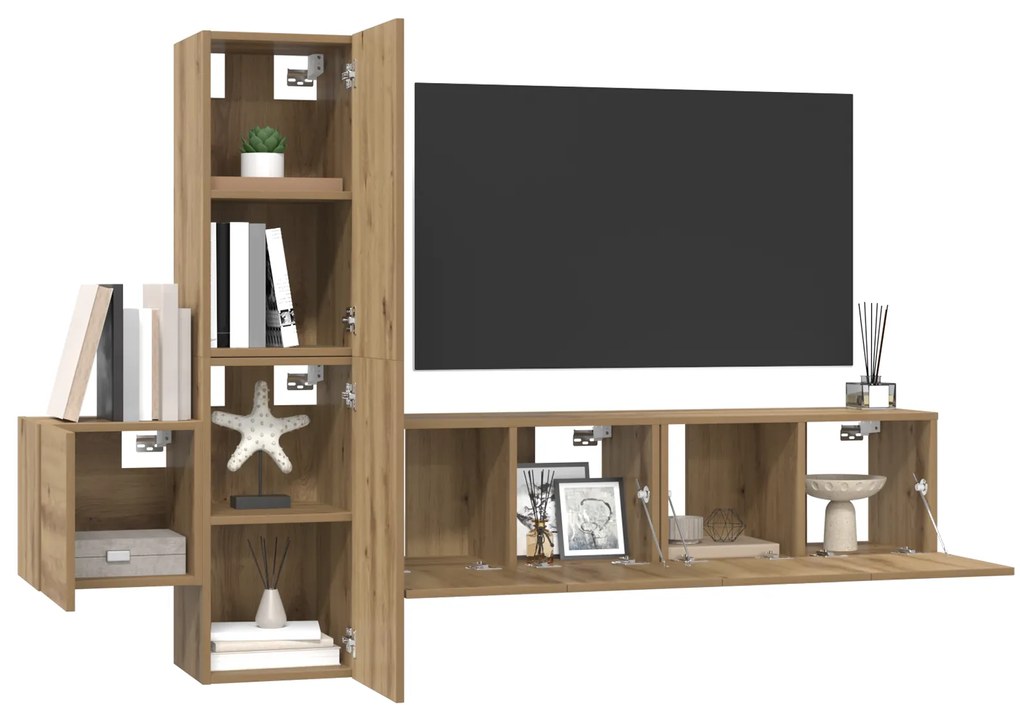 vidaXL Σετ επίπλου τηλεόρασης 5 pcs artisan δρυς Μέγεθος: Μεσαίο