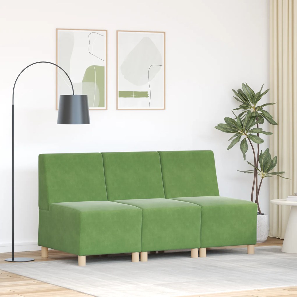 vidaXL Καναπέδες 3 pcs Ανοιχτό πράσινο 55 x 74 x 82 εκ. Βελούδο