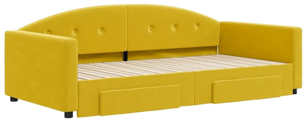 vidaXL Καναπές Κρεβάτι Συρόμεν. Κίτρινος 100x200εκ Βελούδινος Συρτάρια