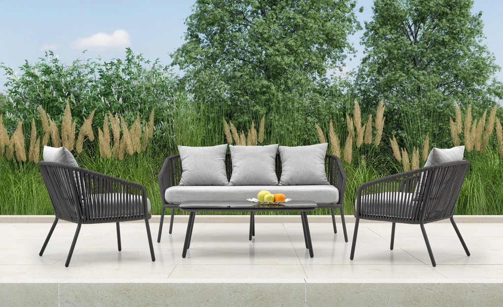 ROCCA, garden set ( sofa + chair 2x + c. table ), l.grey / d.grey DIOMMI V-CH-ROCCA-ZESTAW